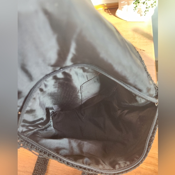 Flower Embroidered Black Crochet Crossbody Bag - Picture 5 of 5